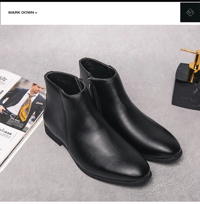 Riding Ankle Boots for Men Zip Closure PU Lining PU Insole