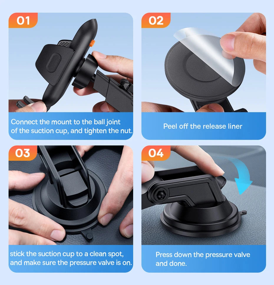 Baseus Car Phone Holder Sucker for Dashboard Windshield Mobile Car Cell Phone Holder Clamp For iPhone Pro Xiaomi Huawei Samsung