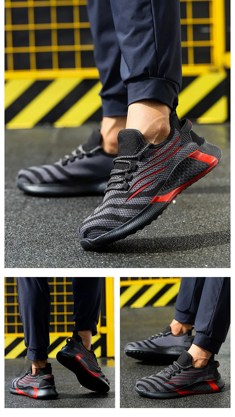 Work Safety Boots Ankle Height Anti Puncture Lace Up Men