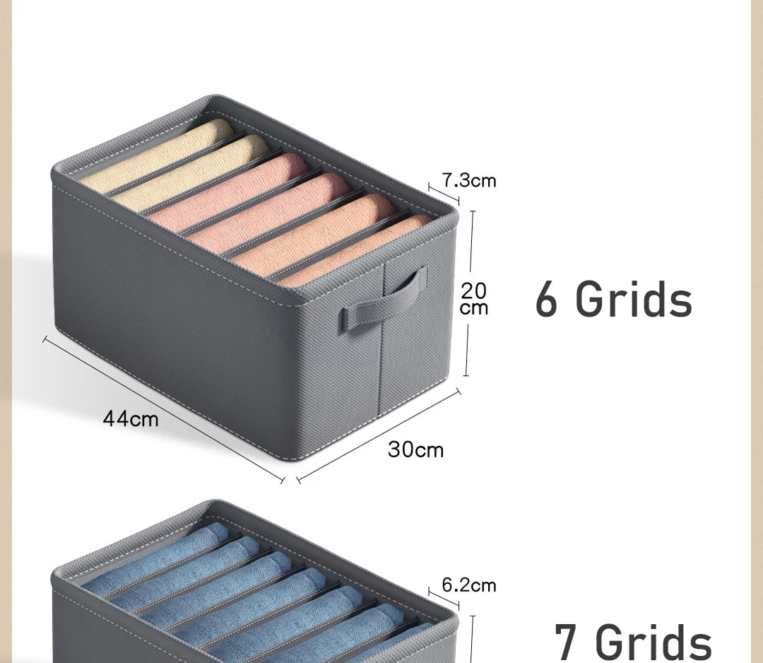 Thickened Pants Storage Box Foldable 9/7/6 Grids Organizer for Jeans Sweatshirt Shirt Wardrobe Organizers of Cabinets and Drawer