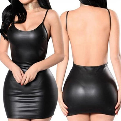 Backless Black Dress, Lycra Elastane, Short Bodycon Mini