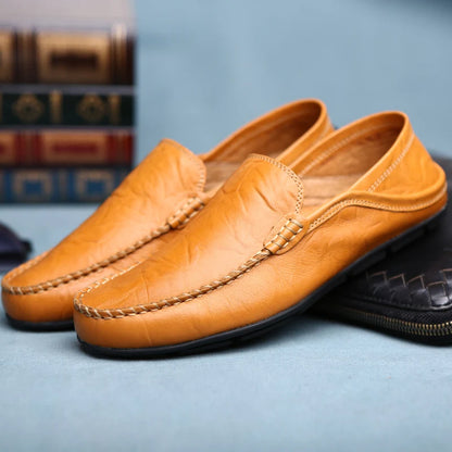 Men's Leather Slip-On Loafers, Business Casual Moccasin Shoes