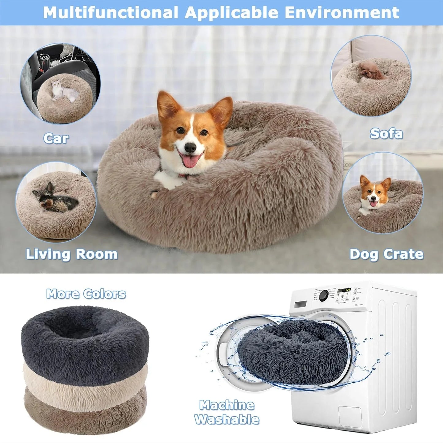 Round Soft Pet Bed – Indoor Sofa for Cats and Dogs