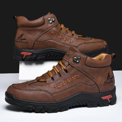 Men's Casual Leather Lace Up Ankle Boots Outdoor Boots