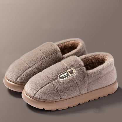 Men's Winter Cotton Slippers Plush Non Slip Indoor Shoes Size 50 51