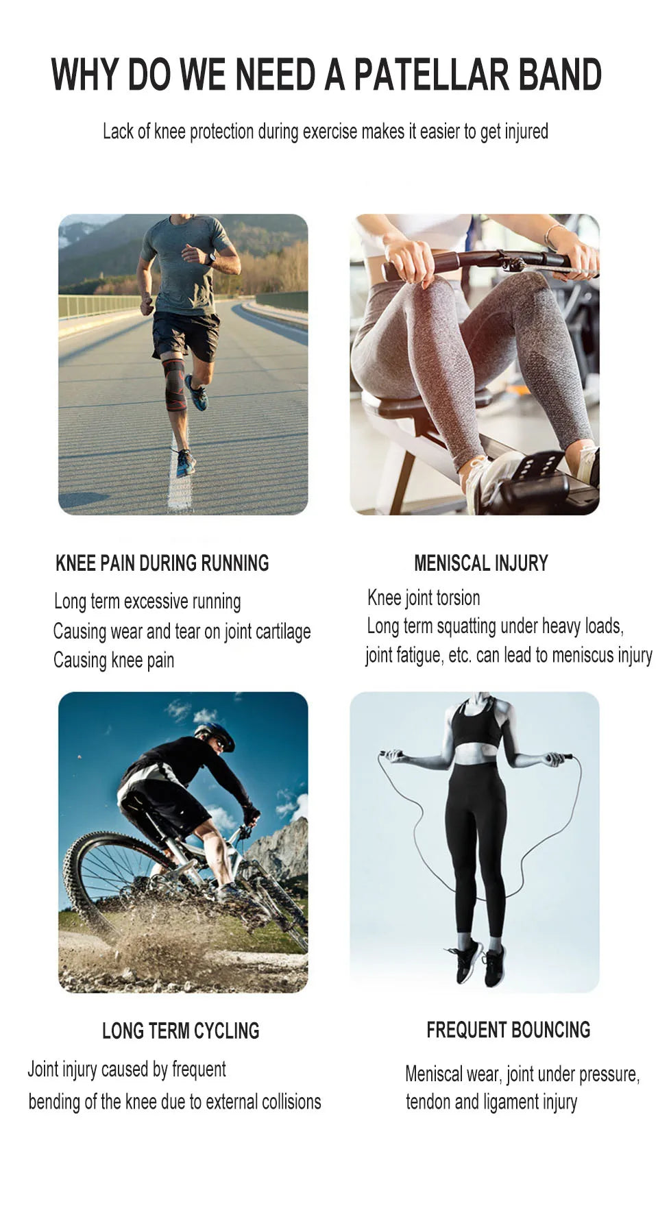 AOLIKES 1PC Patella Knee Brace Knee Compression Sleeve Support for Women Men Knee Pain Arthritis Pain Sport Knee Guard Knee Pads