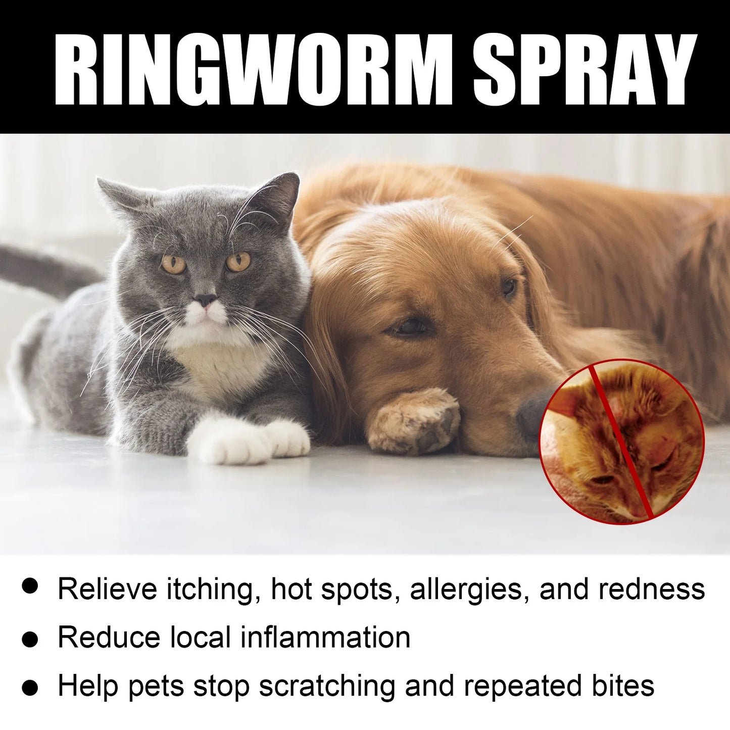 Pet Moss Spray Dogs Cats Relieve Itching Fur Regrowth Tick Lice Mite Remover Flea Killer Ringworm Treatment Pet Skin Care Liquid