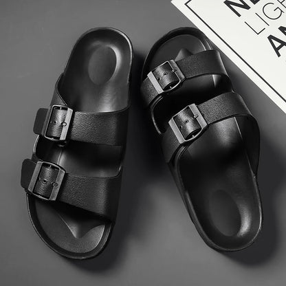 Men's Slippers With Buckle, Flat Heel, One Size, EVA