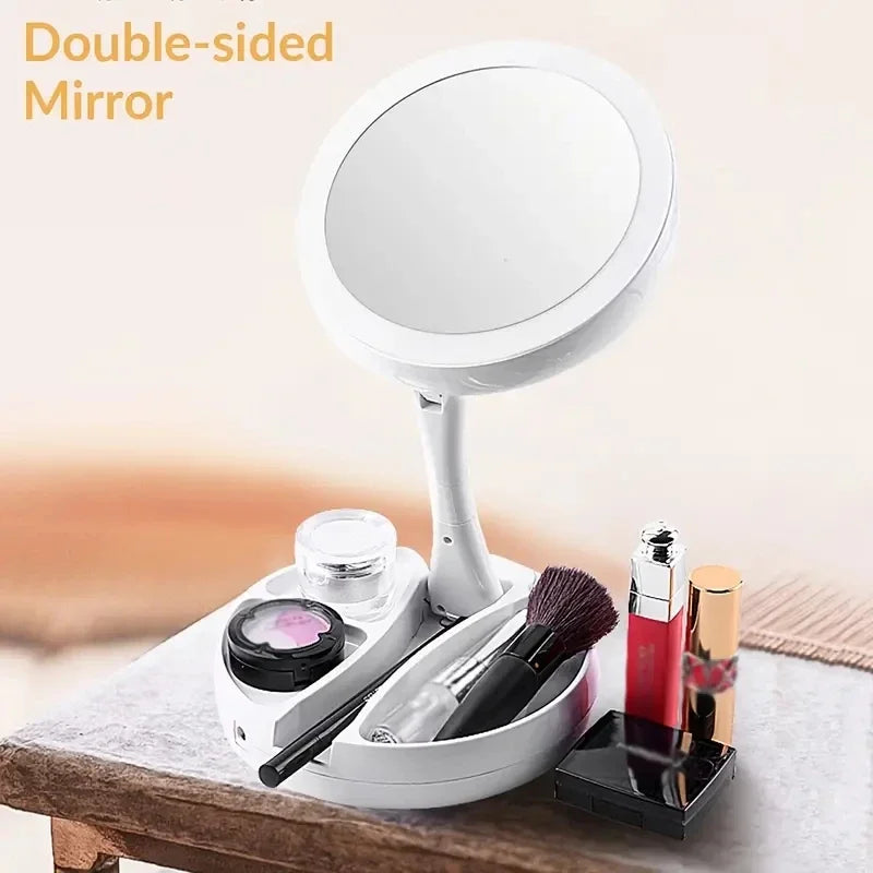 Travel LED Vanity Mirror – Foldable & Dual Power