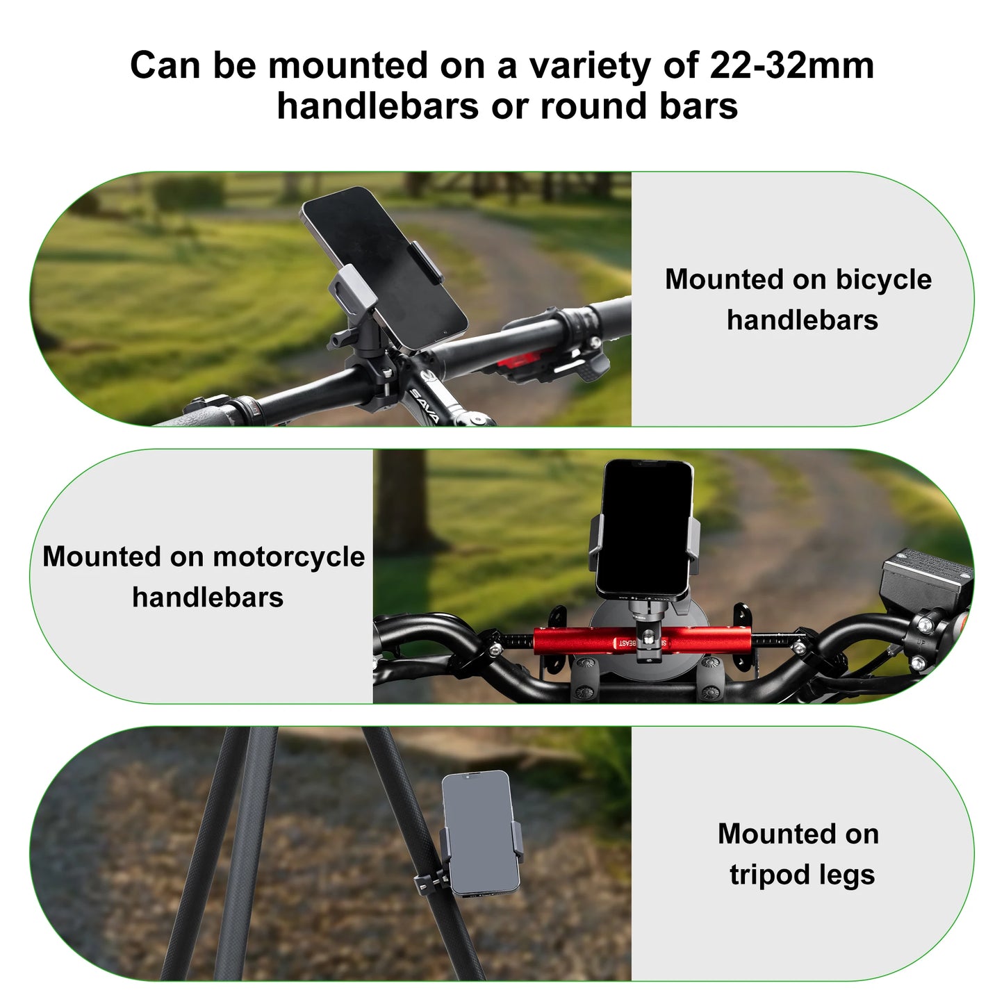 FANAUE Motorcycle Mobile Phone Holder Extension Handlebar Hoop Ball head Base Sports Camera Quick Disassembly Anti-theft