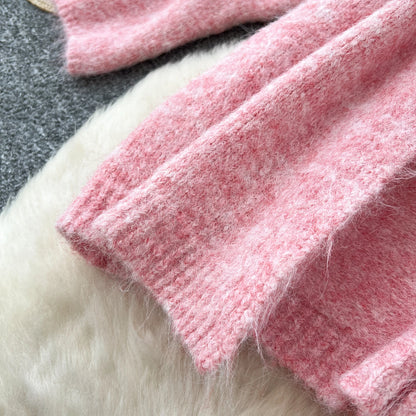 Womens Knit Cardigan Long Sleeves And Sleeveless Tank Top Set Polyester