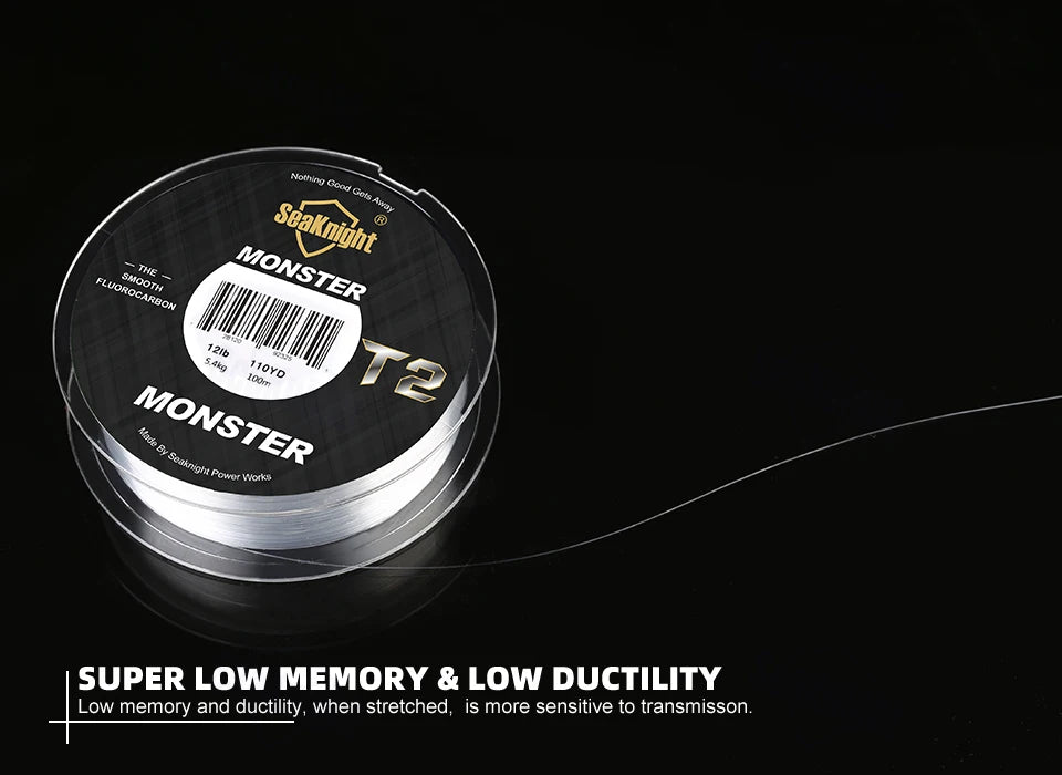 SeaKnight Brand MANSTER T2 Series 100% Fluorocarbon Fishing Line 100M, Carbon Fiber Line 3-35LB Upgrade Sinking Line Sea Fishing