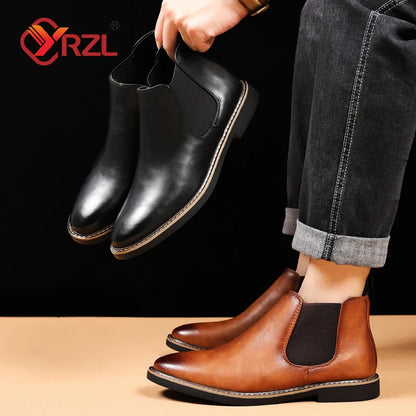 Men's Chelsea Boots PU Leather Ankle Boots EU 39 to 47 Black Brown Slip On