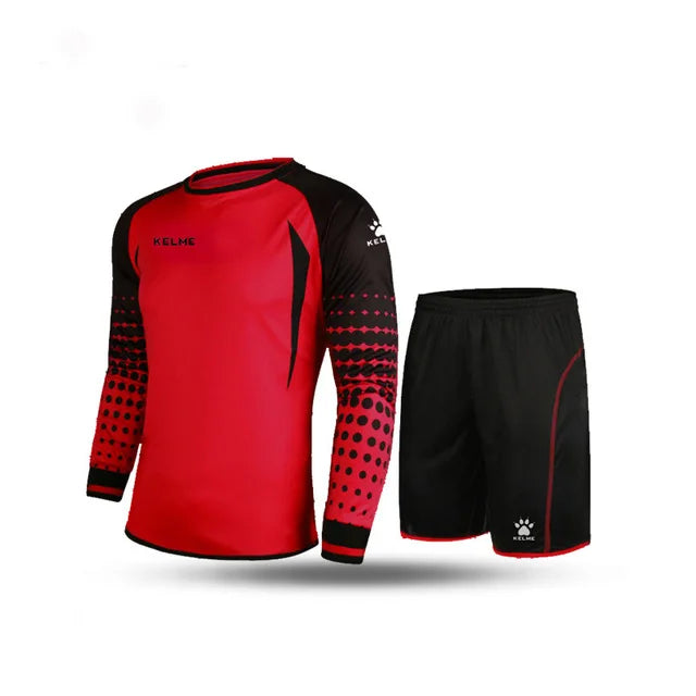 KELME Goalkeeper Jersey Soccer Custom Goaile Jerseys Mens Long Sleeve Football Uniform Shorts Sponge Protector 9161ZB1002