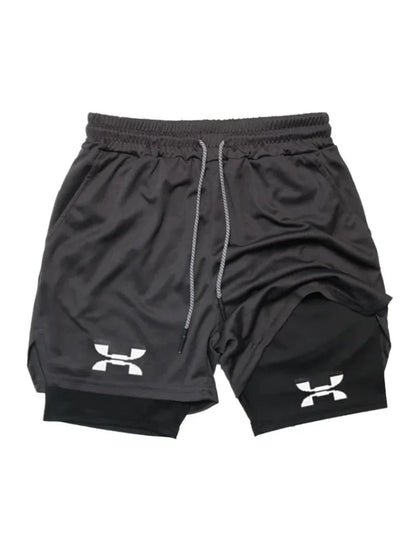 Men's Running Shorts 2-In-1 Quick-Dry Polyester Nylon