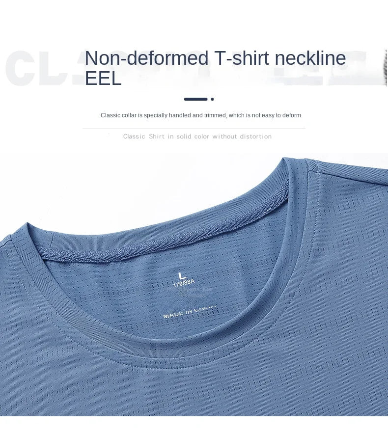 Running T-shirt Men Summer Ice Silk Thin Top Reflective Printing Quick Dry Short Sleeve Breathable Fitness Sports T-shirt 5XL