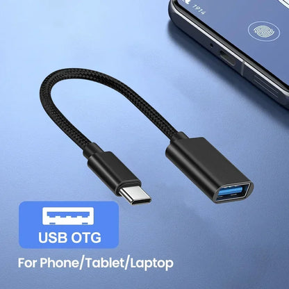 USB A Female to USB-C Male OTG Cable Length 15.5 Cm