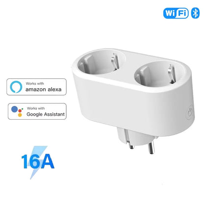 WiFi Smart Dual Plug Socket EU Plug 16A 20A Power Monitor Voice Control