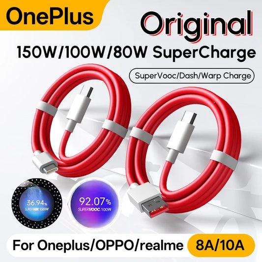 150W 100W Oneplus Original Charge Cable 10A 8A Type C SUPERVOOC Fast Charging Cord One Plus 13R 13 12 12R 11 10 Nord 4 For OPPO