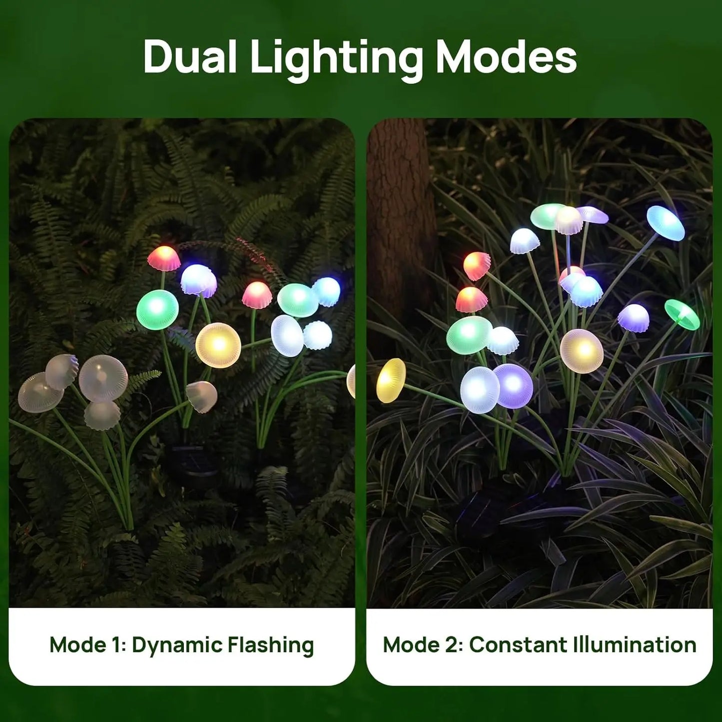 Solar Garden LED Mushroom Lights – Dual Mode, Waterproof Patio & Yard Pathway Decor