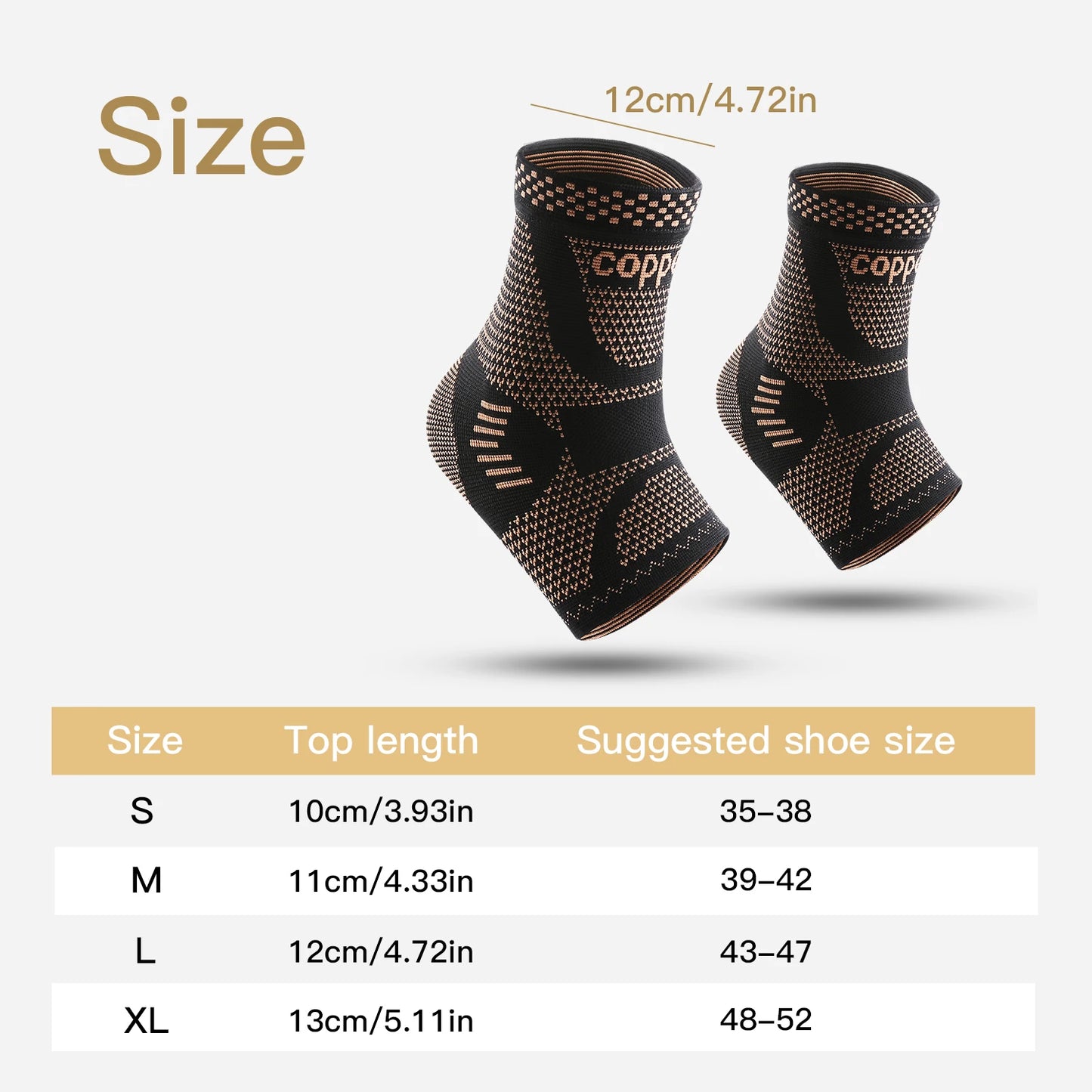 1 PC Men's Women's Outdoor Sports Knitting Elastic Copper Ankle Protection, Ankle Sprain Protection, Ankle Wrist Daily Exercise