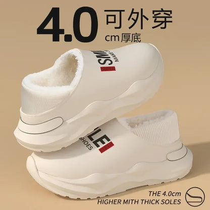 Mens Slippers Winter Warm Shearling Lining Indoor Outdoor Rubber Insole