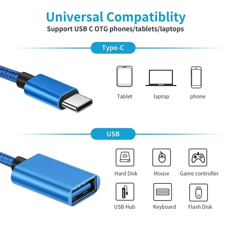 For Mobile Phone USB Female to Type C Male Adapter OTG 15.5CM Long Cable For Xiaomi Samsung S20 Huawei OTG Data Cable Converter