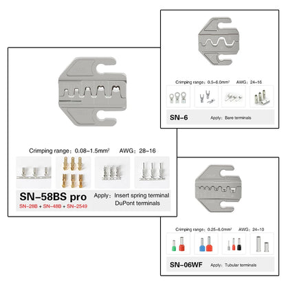 6 In 1 Crimping Pliers Kit With Five Jaws For 2.8 4.8 6.3 Terminals Insulated