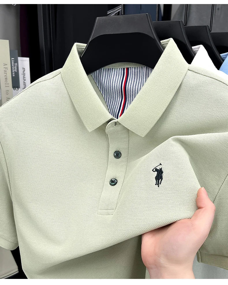 100% pure cotton high-end brand men's short sleeve polo shirt summer fashion original pony embroidery golf Paul  casual T-shirt