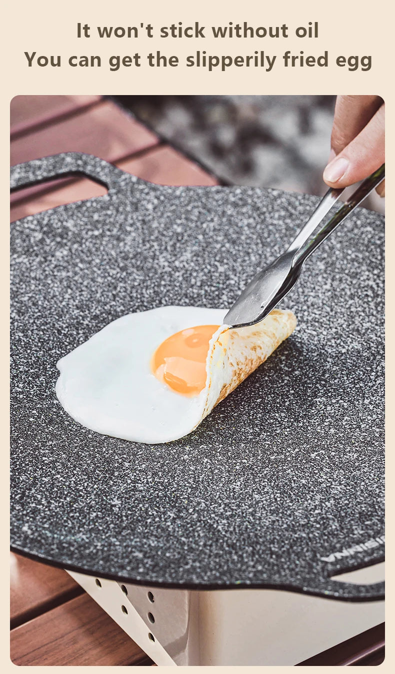 BISINNA 30CM Outdoor BBQ Grill Pan Non Stick Stovetop Baking Tray Korean Roastig Grill Plate Camping Equipment