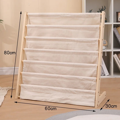 Wooden Movable Kids Bookshelf Multi Layer Floor Standing