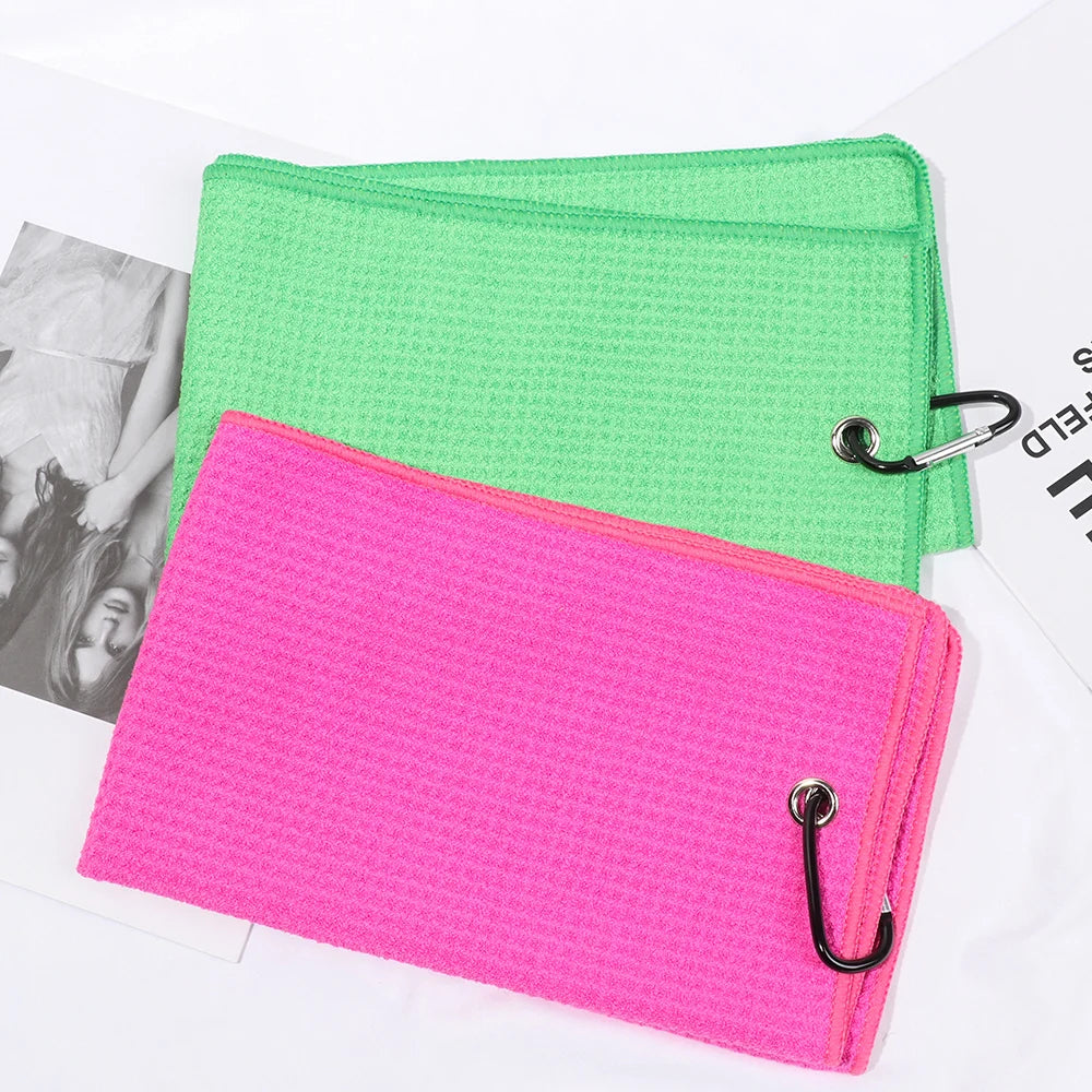 Cotton High Water Absorption Microfiber Cleaning Towels Golf Towel With Carabiner Hook Cleans Clubs