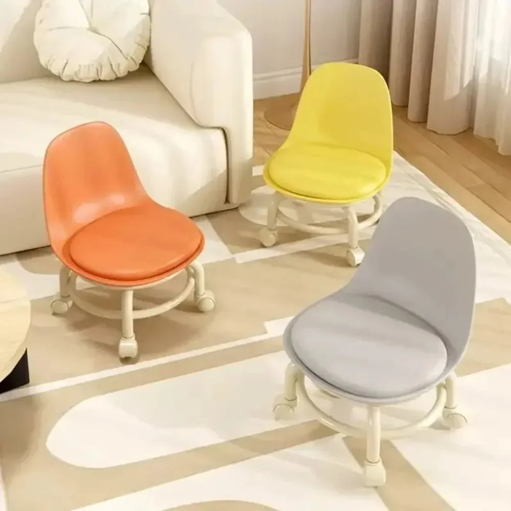 Household Backrest Pulley Low Stool Waist Protection 360 Degree Rotating Versatile Round Stools Modern Simple Universal Wheel