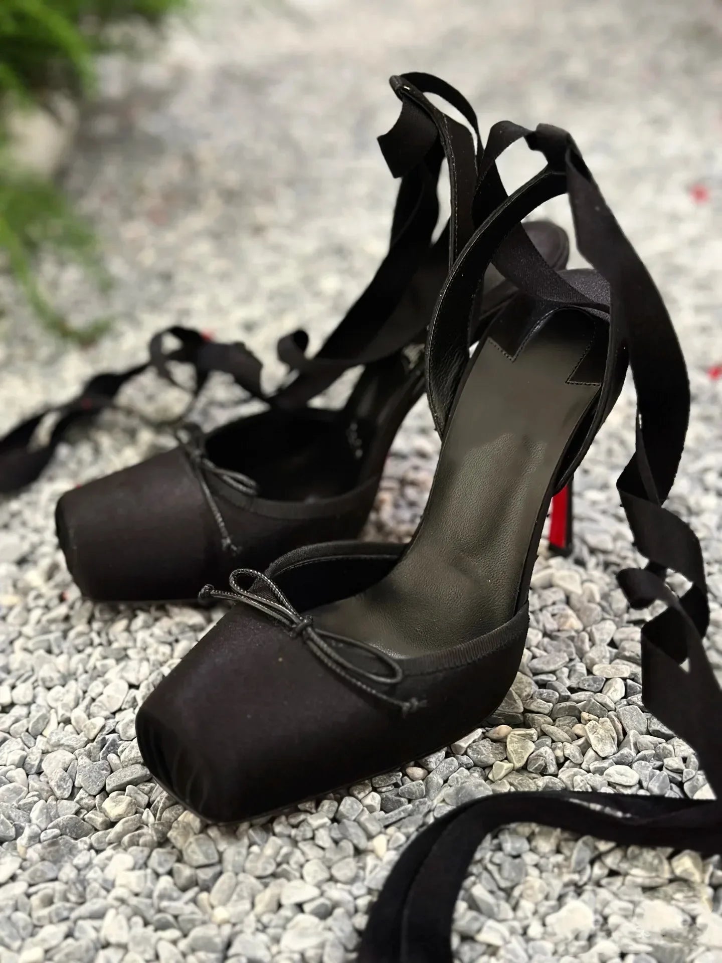 Ladies' New Summer Square Satin High-heeled Sandals with Ankle Straps, Fashionable Party and Banquet Ballet High-heeled Shoes