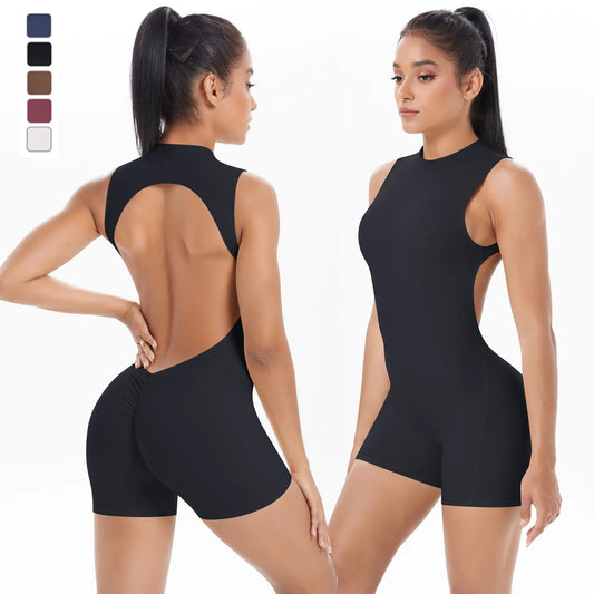 Women Gym Suits Women Scrunch Whole Suit Push Up Sports Suit Women Fitness Suit with Zipper Training Clothes One Piece