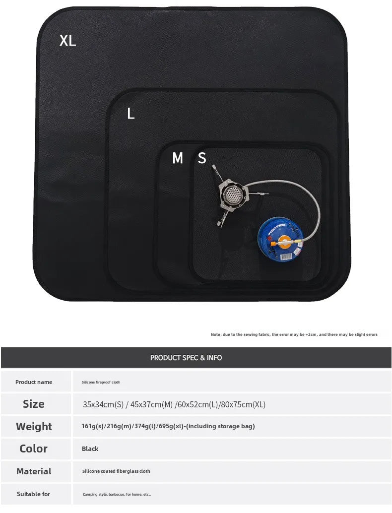 New Outdoor Camping Fireproof Cloth Picnic Barbecue Insulation Mat Flame Retardant High Temperature Fire Blanket Fiberglass Mat