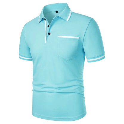 Men's Short Sleeve Polo Shirt Solid Polyester Breathable Casual