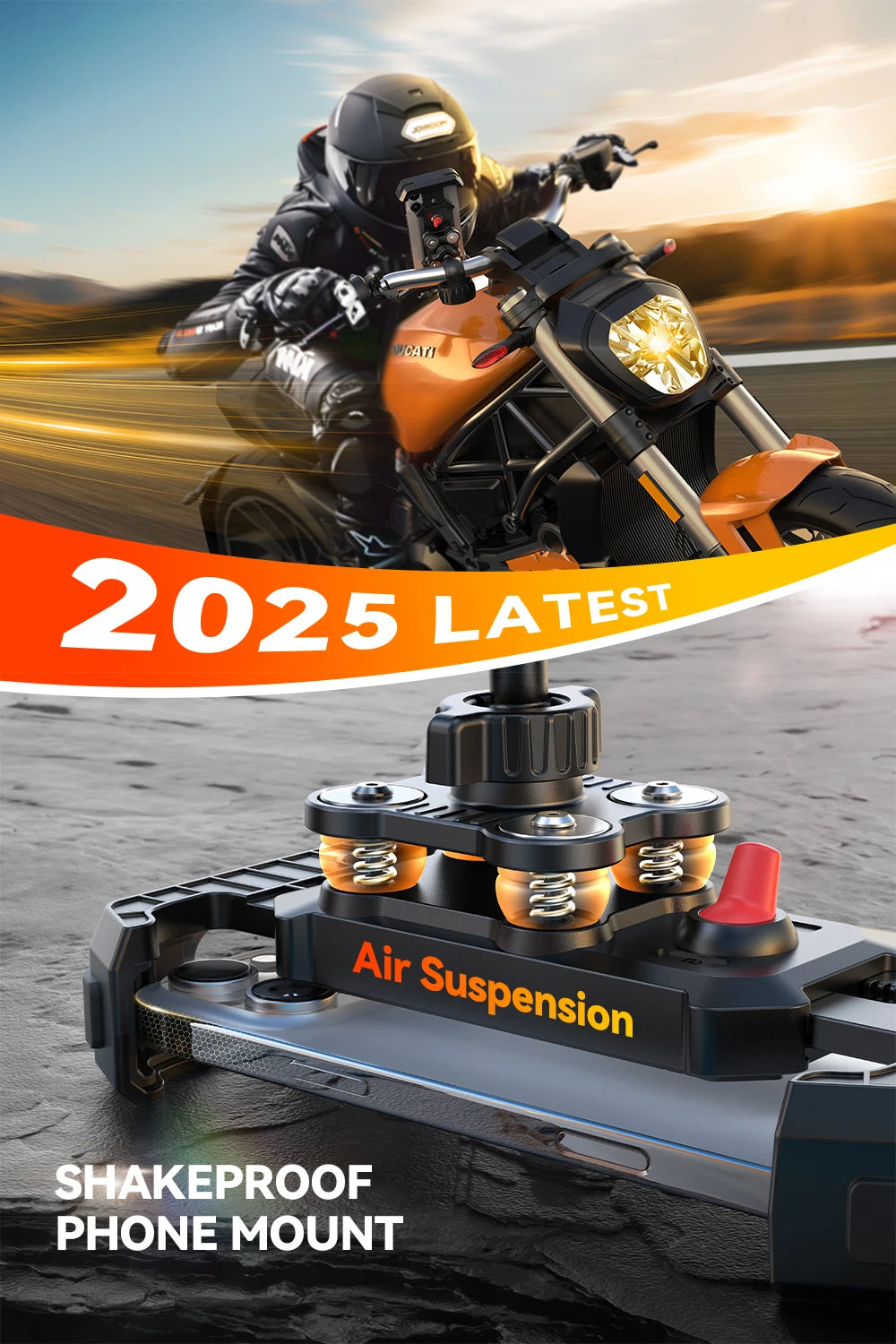 Joyroom Anti-Shake Bike Phone Holder Quick Install Bicycle Motorcycle Phone Mount with Vibration Dampener for 4.7-7" Phones