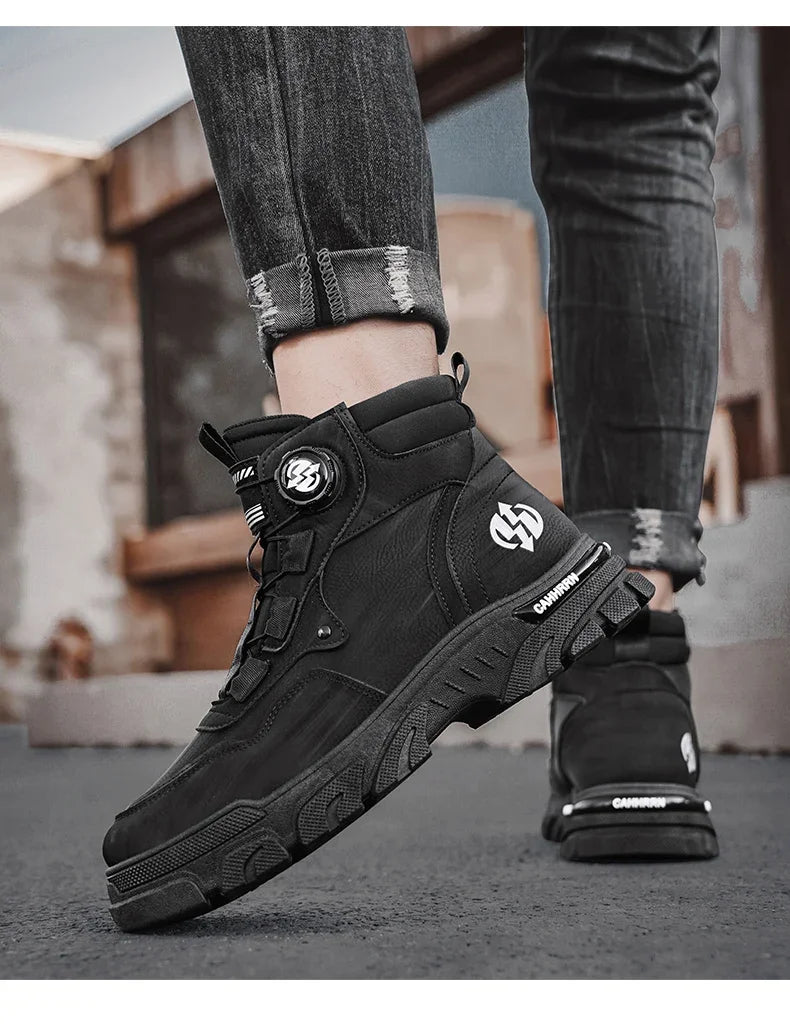 Winter Leather Boots Ankle Outdoor Work Chelsea Style