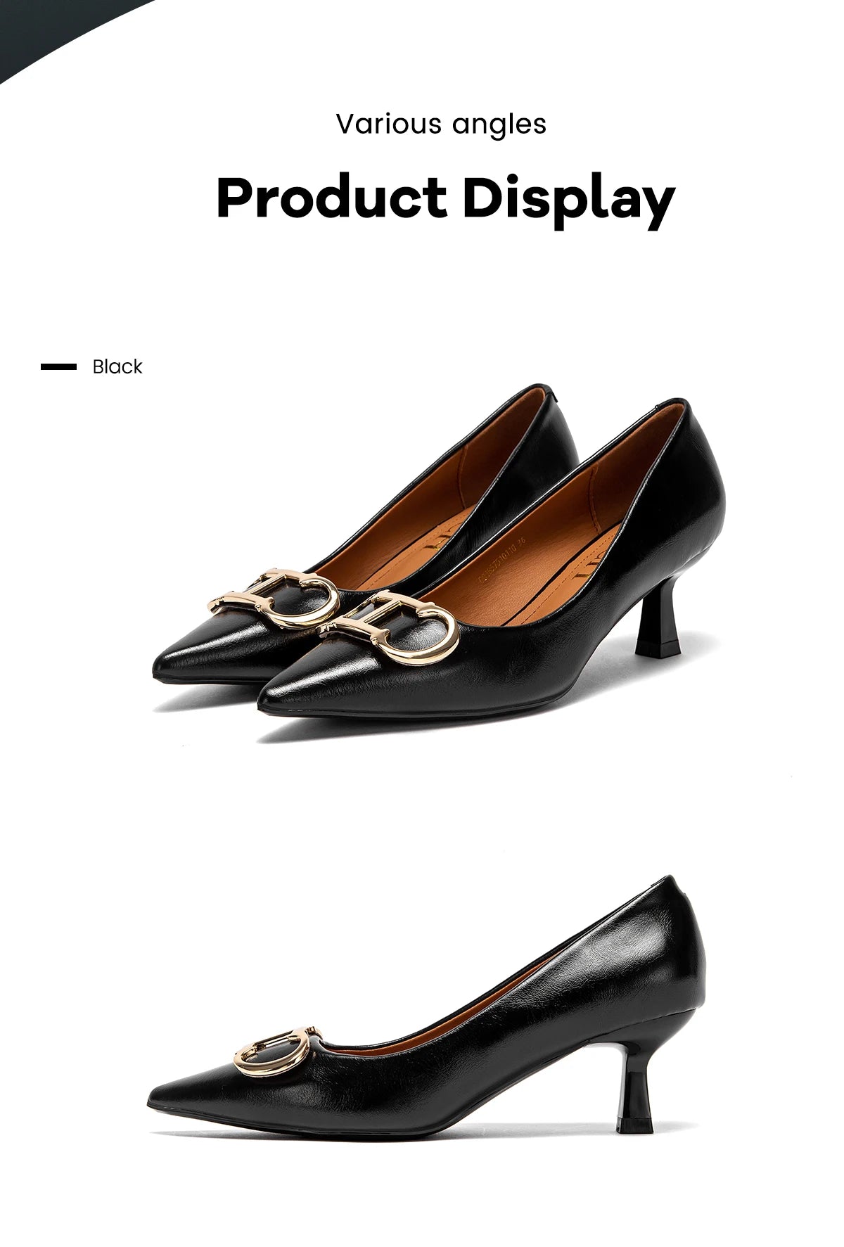 4cm Black PU Slingback Pumps For Women Pointed Toe Platform