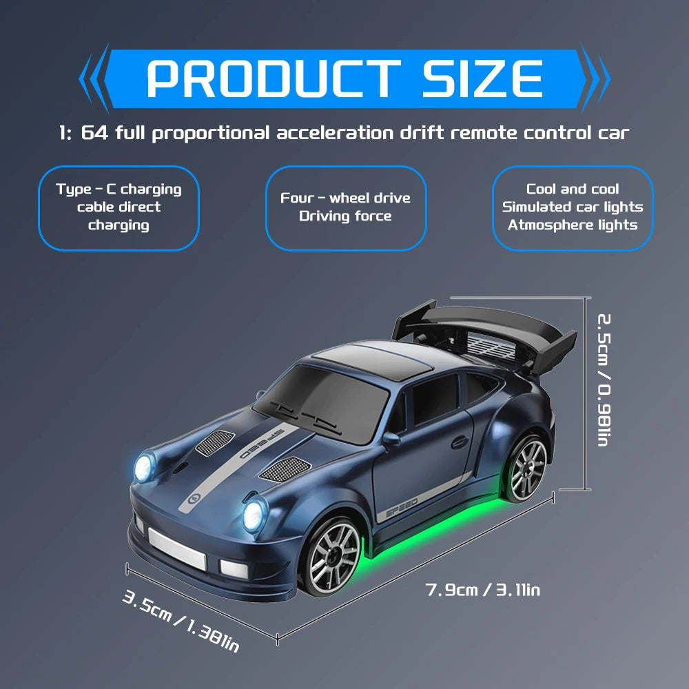 1: 64 Desktop Drift Car Four-Wheel Drive Full Proportion Mini Racing Toy With Rechargeable Battery, Children's Holiday Gift