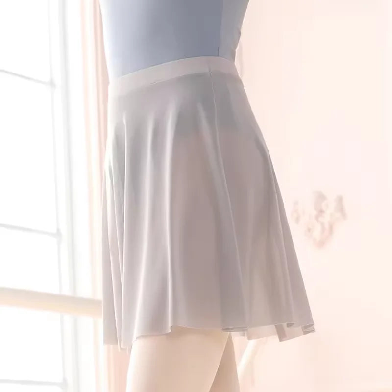 Women Soft Mesh Ballet Skirt Black Dance Skirts Elastic Waist Ballerina Wear, Pull on