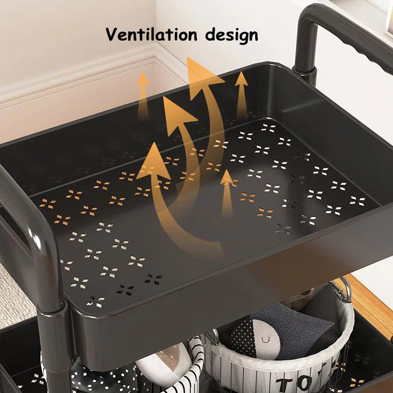 Multi-layer detachable cart storage rack! Creative kitchen shelving unit for living room mobile display cabinet