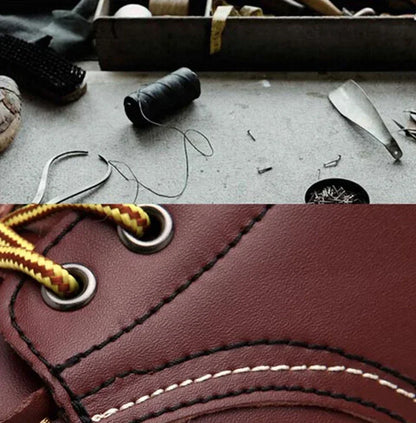 Mens Leather Winter Snow Boots With Fur Waterproof Ankle High Top