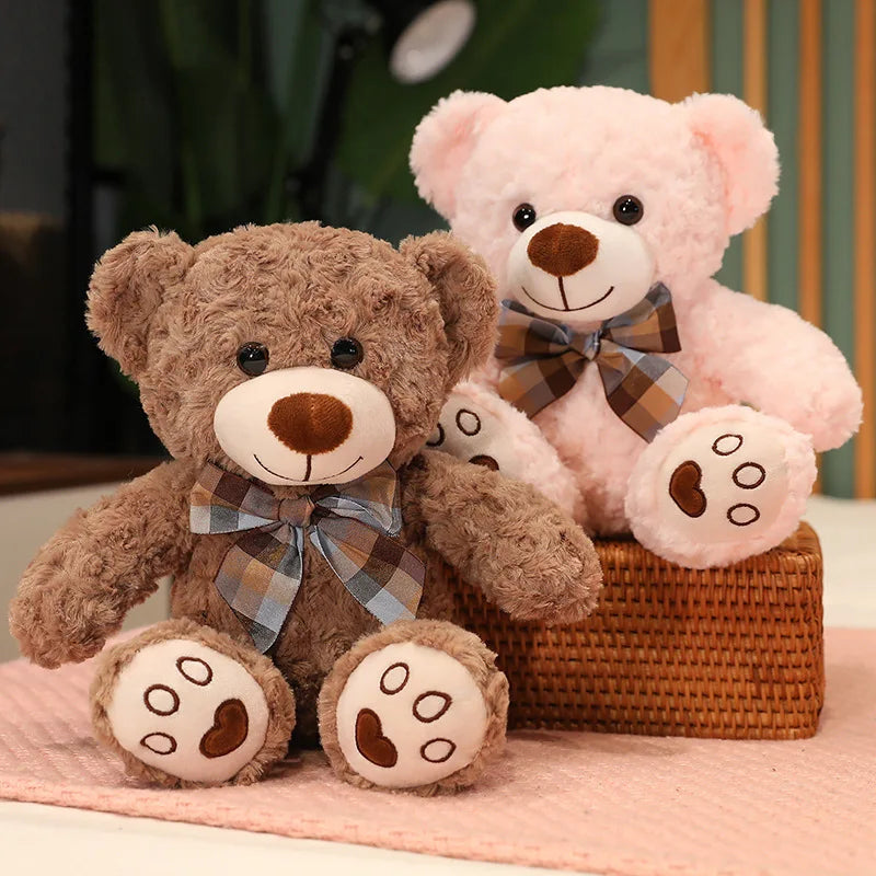 25/35CM Kawaii Teddy Bear Plush Pillow Toys Lovely Bow-Knot Bears Toys Stuffed Soft Animal Dolls Xmas Valentine Gift