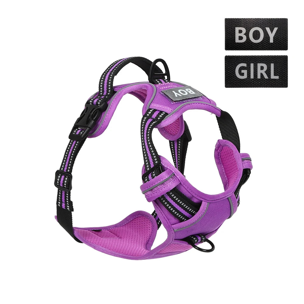 No Pull Dog Harness Front Clip Heavy Duty Reflective Easy Control Handle for Large Dog Walking