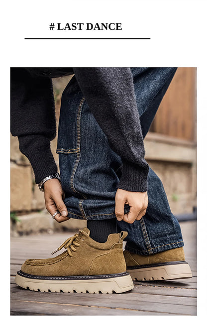 Mens Suede Leather Lace Up Ankle Boots Casual Retro Style