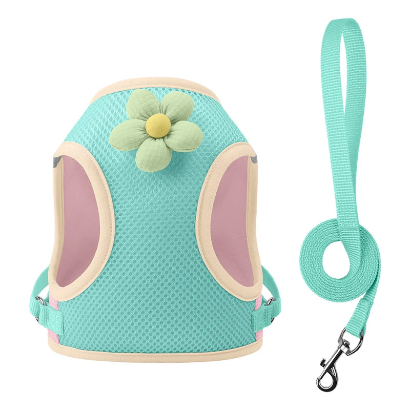 Puppy Dog Reflective Pet Harness And Leash Set For Dog &Cat No Pull Dog Vest Harness With Breathable Mesh Chest Straps
