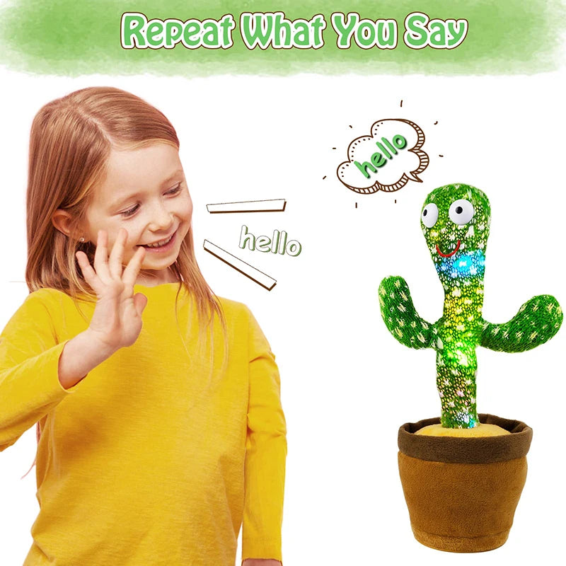 Interactive Dancing Talking Cactus Toy – Funny Plush Music & LED Toy for Kids Gifts & Home Decor