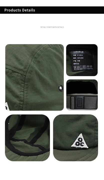 5 Panel Short Brim Quick Dry Baseball Cap Polyester One Size Unisex UPF50 Plus